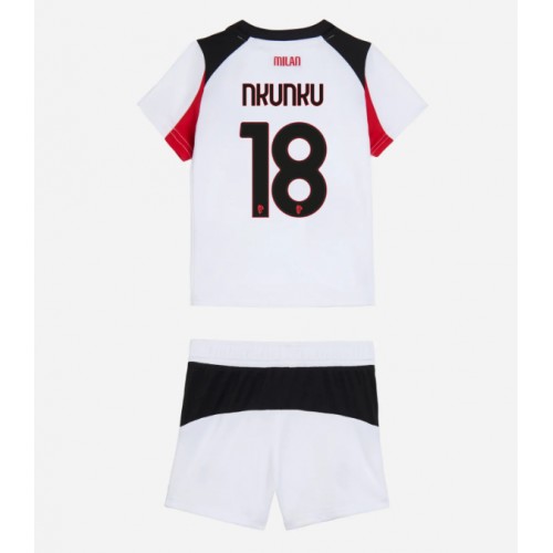 Stroje piłkarskie AC Milan Christopher Nkunku #18 Koszulka Wyjazdowej dla dzieci 2025-26 Krótki Rękaw (+ szorty)